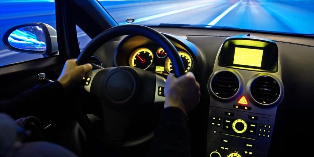 Driving through the City at Night.